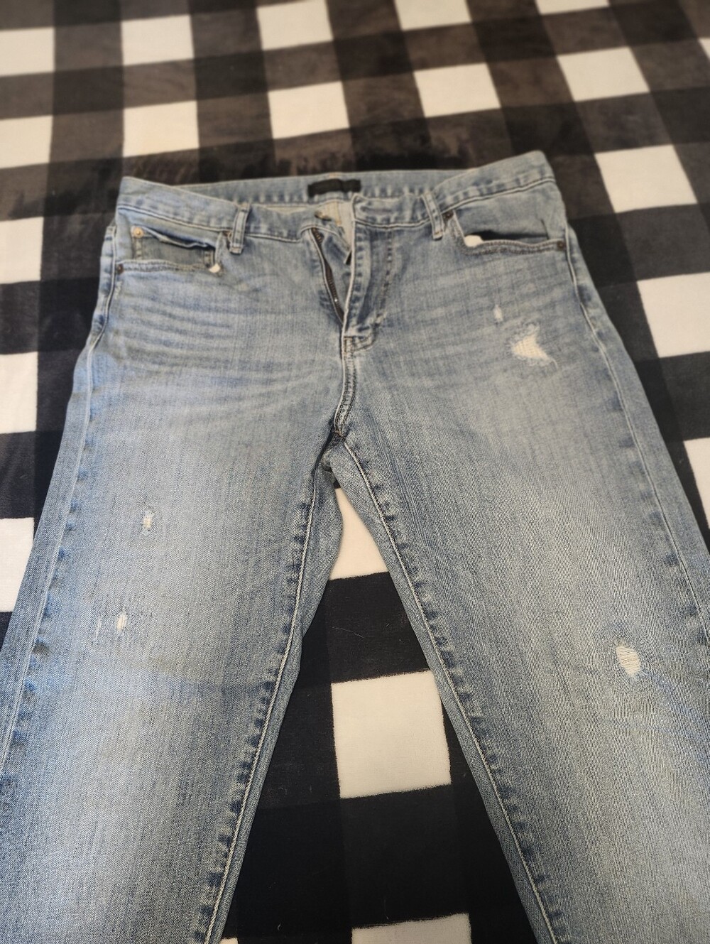 Uniqlo Top Light Wash Boyfriend Jeans with Subtle Distressing